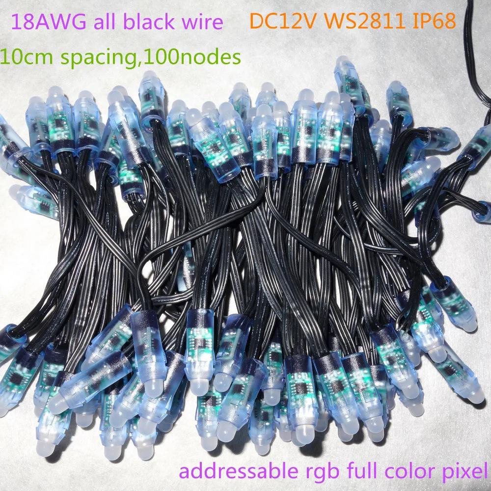 18AWG ̾ 100pcs/ڿ DC12V 12mm WS2811 ּ   RGB led Ʈ ȼ ,    ̾, IP68 
